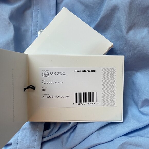 NWT Alexander Wang Button Up Dress In Compact Cotton In Light Blue - Picture 2 of 4